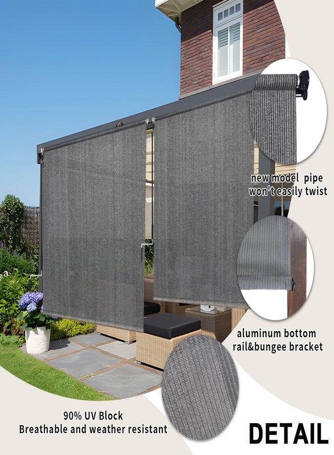 KANAGAWA Outdoor Roller Shade 6'X8' Light Grey Exterior Cordless Patio Roll Up Shades for Outside Pergola Porch, Outdoor Blinds for Patio - Image 4